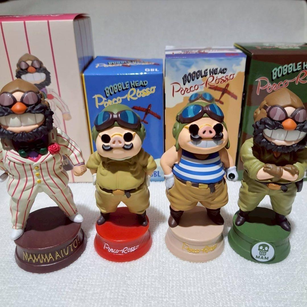 【お得です！】スタジオ ジブリ　紅の豚　ポルコ&ボス バブルヘッド　4点セット