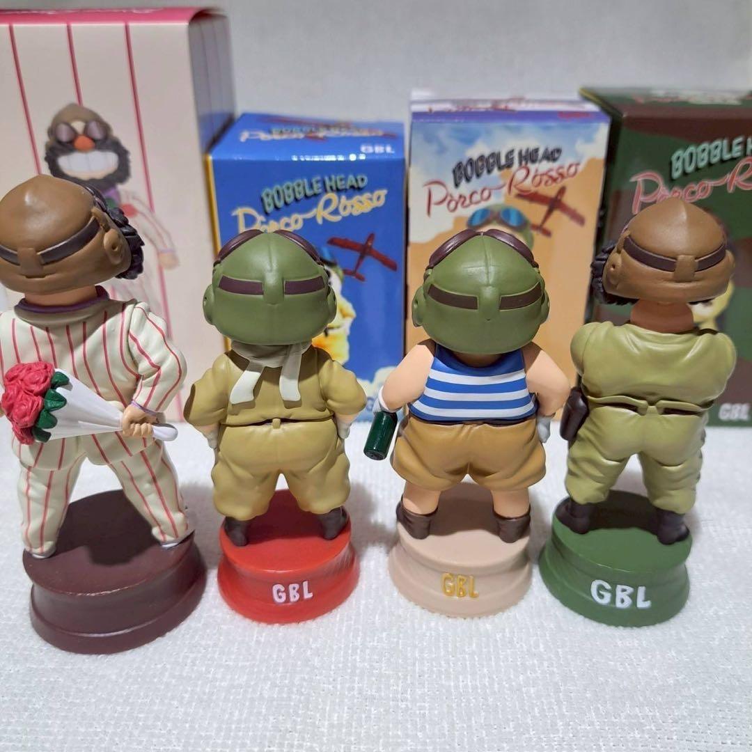 【お得です！】スタジオ ジブリ　紅の豚　ポルコ&ボス バブルヘッド　4点セット