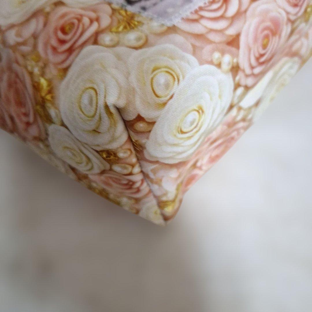 シュガーコテージパネル生地　ハンドメイド　まちなしバッグ　ミニバック布バスケット