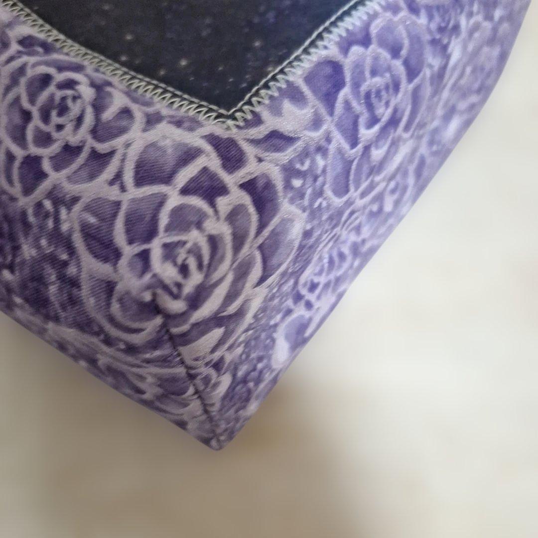 シュガーコテージパネル生地　ハンドメイド　まちなしバッグ　ミニバック布バスケット