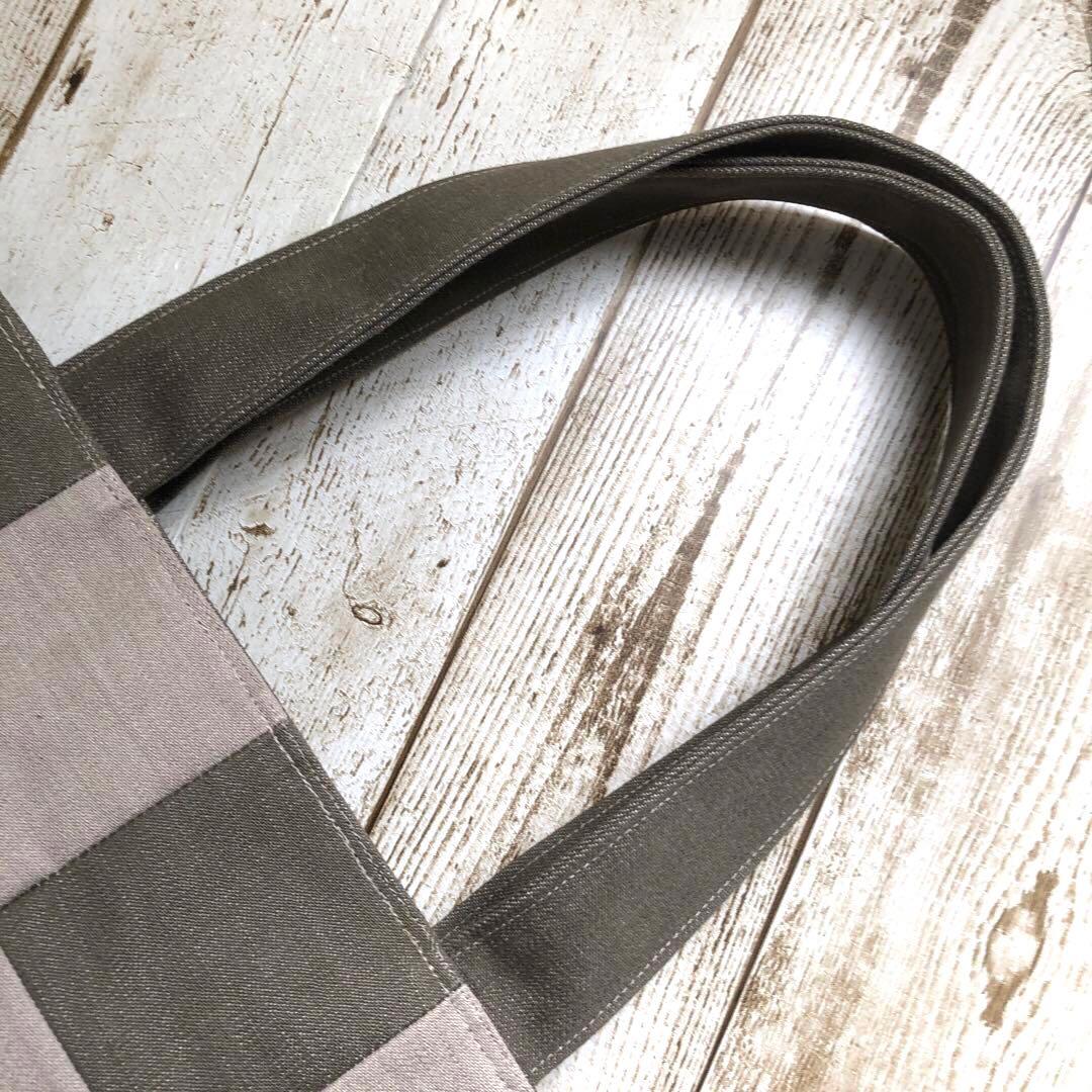 リヨンママトートバッグ　ブラウン×ベージュ　ショルダーベルト付き