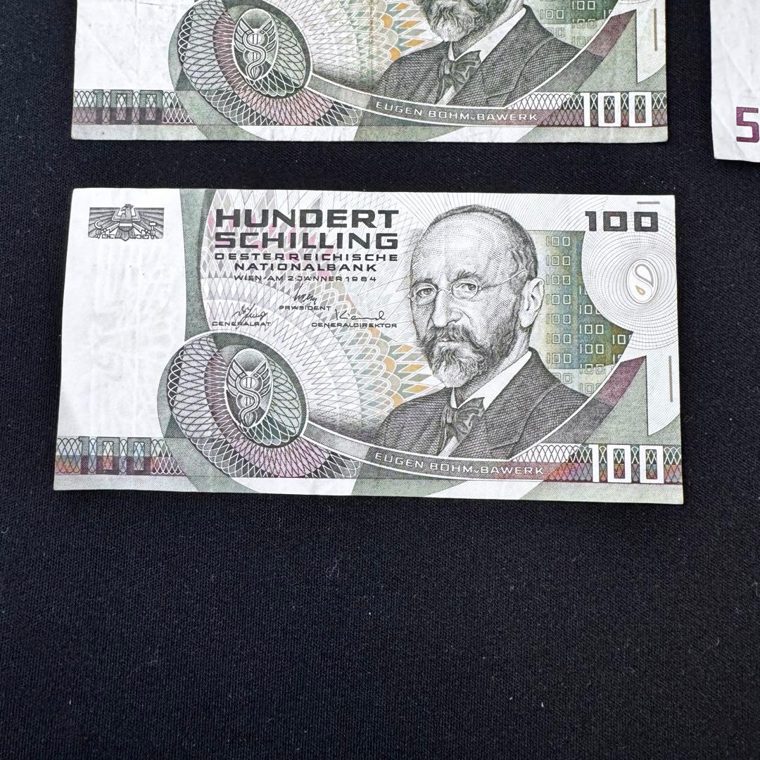 オーストリア紙幣　1000シリング100シリング 50シリング 旧札 F679