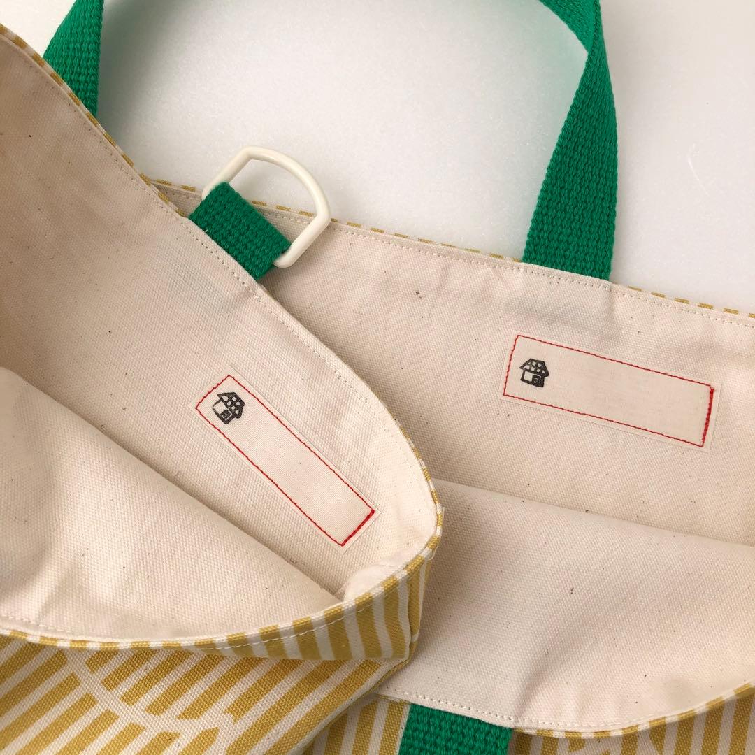 るん　レッスンバッグ&上履き入れセット　巾着袋　ふわふわストライプ