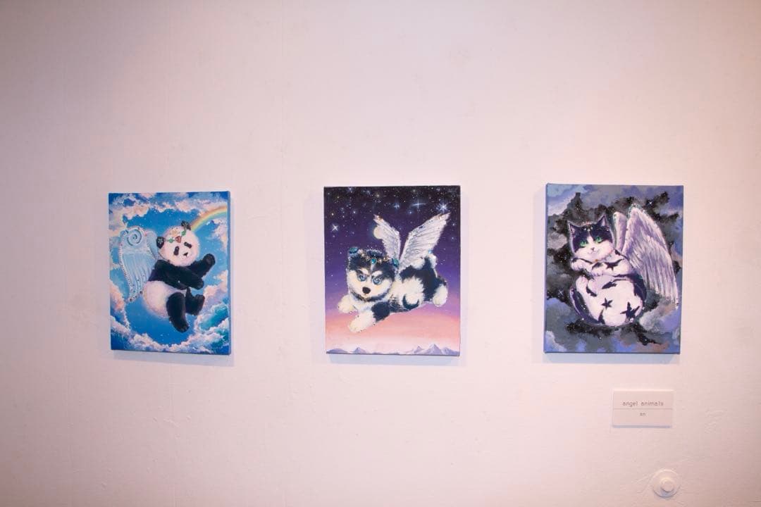 ハスキー犬 エンジェル 絵 アクリル画