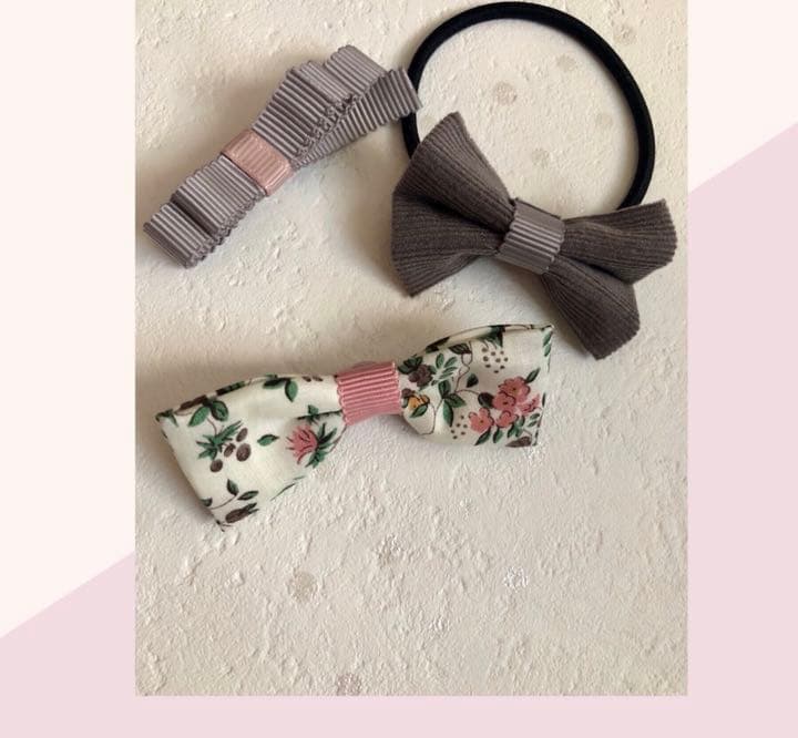 リボン ヘアゴム3点せ♡リバティ♡フレンチコーデュロイ