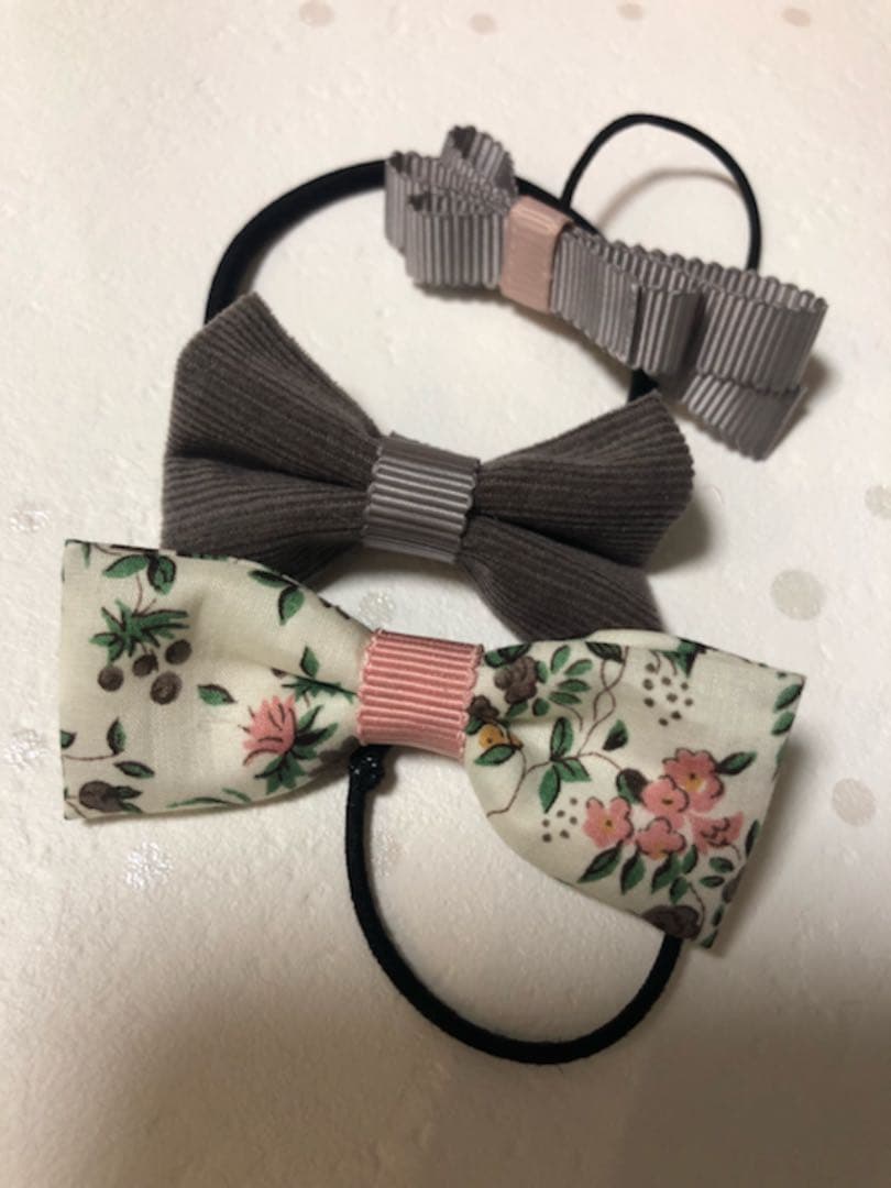 リボン ヘアゴム3点せ♡リバティ♡フレンチコーデュロイ