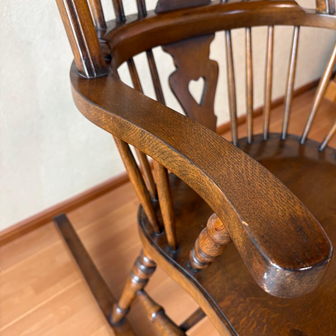 【美品】アンティーク ロッキングチェア 揺り椅子 オーク レトロ 木製　ハート