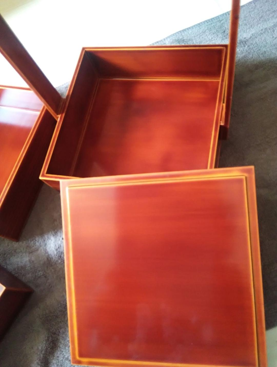 新着‼️飛騨【春慶塗り】『二段重箱』　手提げ付き♪