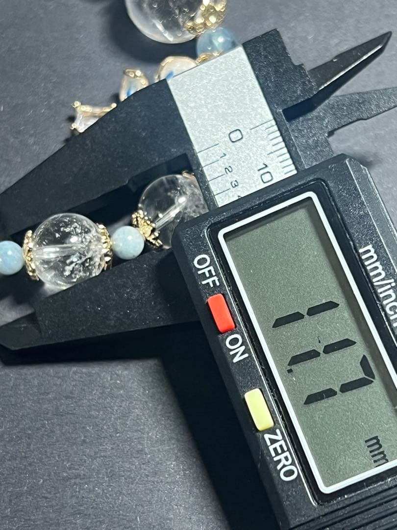 パイライトイン水晶・アイリス水晶・アクアマリン小粒のブレスレット