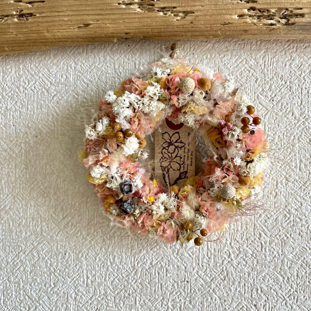 スターチスリース　ドライフラワーリース　ドライフラワースワッグ　春リース
