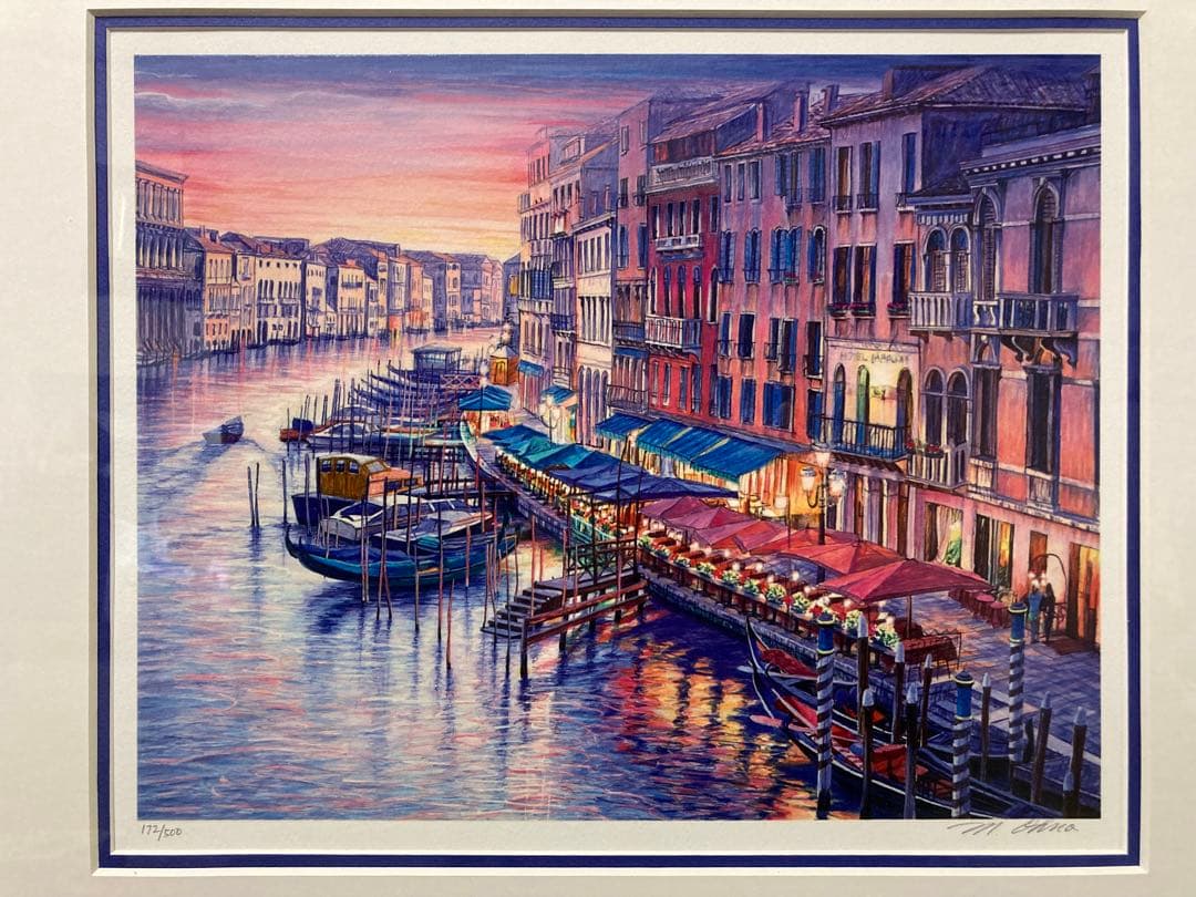 版画 ジクレー イタリア ベニス ベネチア風景画【オオノマユミ】サイン 美品