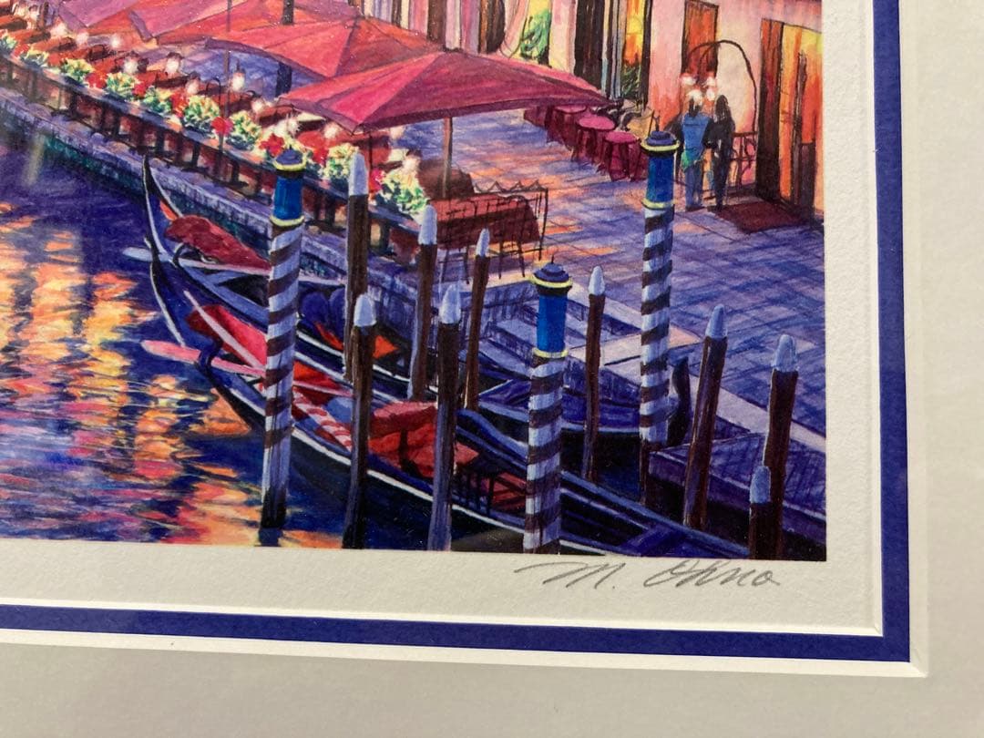 版画 ジクレー イタリア ベニス ベネチア風景画【オオノマユミ】サイン 美品