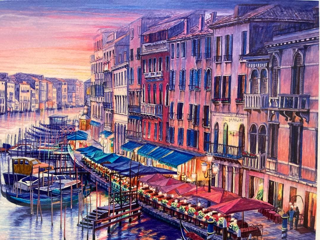 版画 ジクレー イタリア ベニス ベネチア風景画【オオノマユミ】サイン 美品