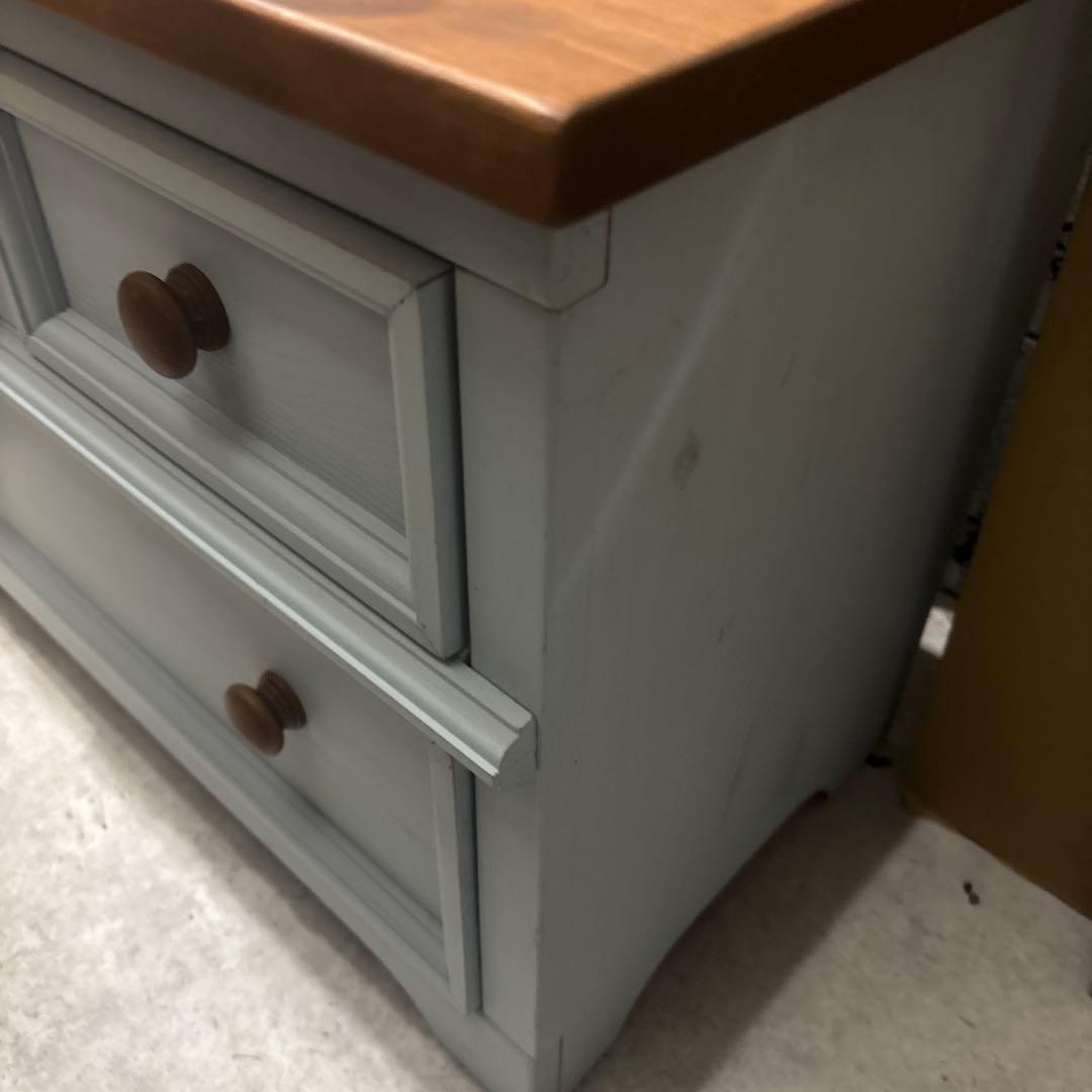 シャビーシック 木製チェスト 3段｜アンティーク調｜グレー×ナチュラル 天然木風