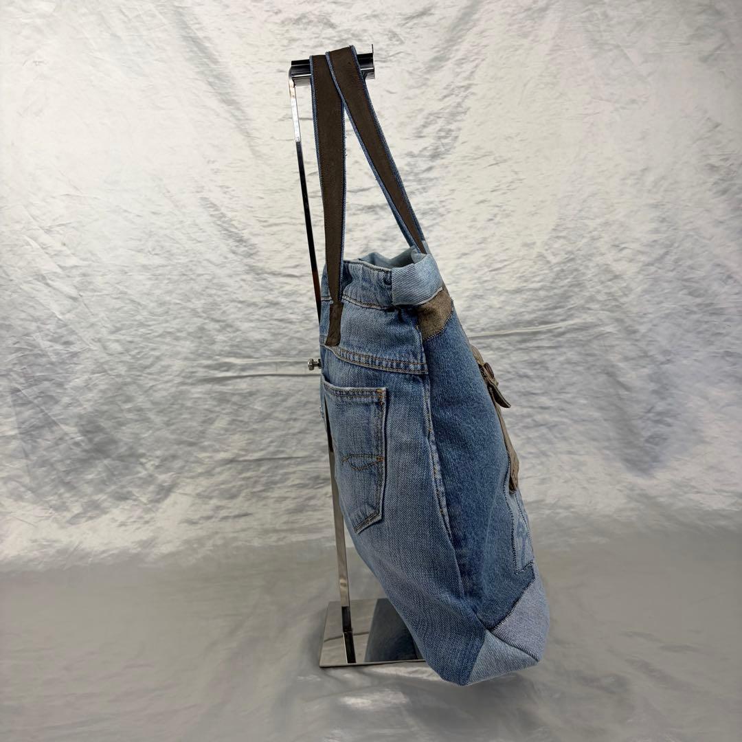 新品未使用　デニムパッチワークトートバッグ　ハンドメイド