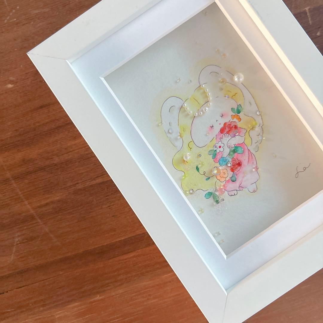 【天使】グラスアート　イラスト　水彩画　原画