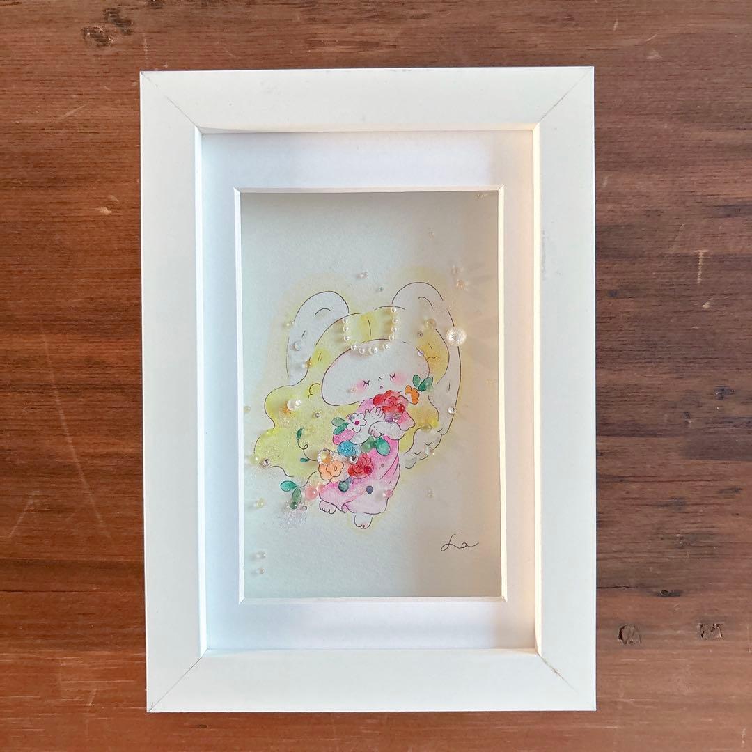 【天使】グラスアート　イラスト　水彩画　原画