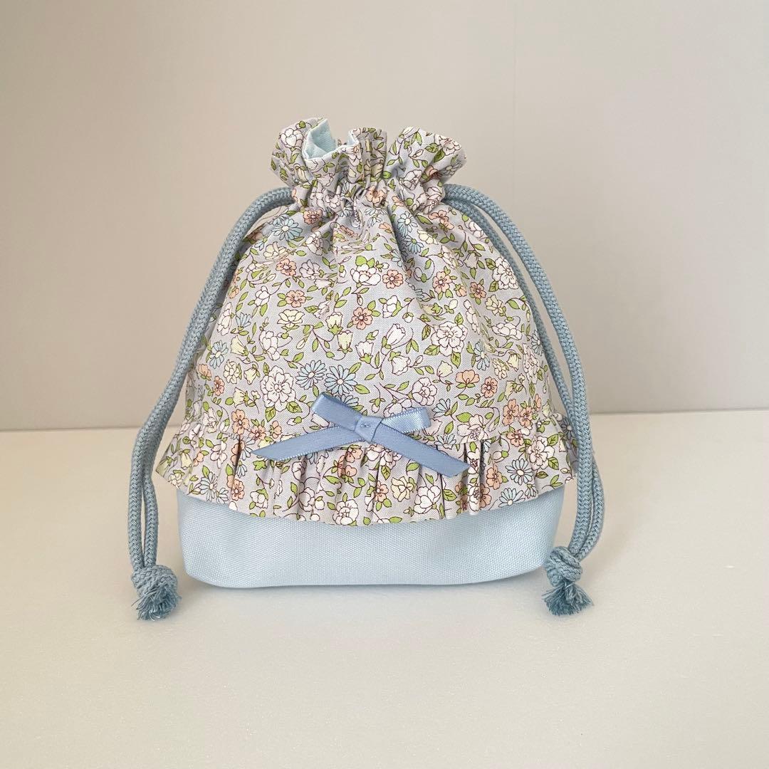 専用ページ　花柄水色セット+ブルーグレーお弁当袋セット