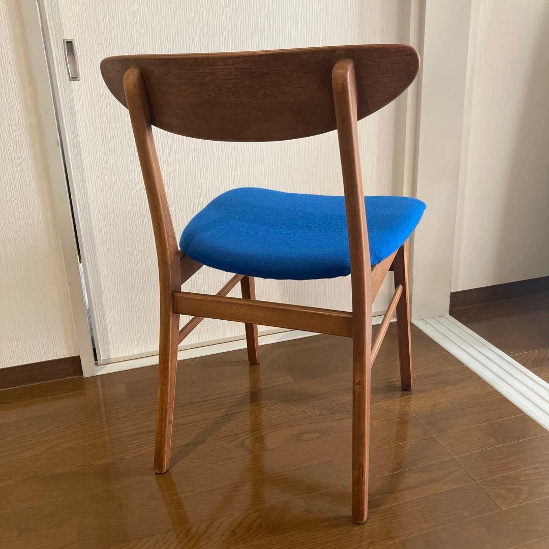 ヴィンテージ　青い木製　デスクチェア