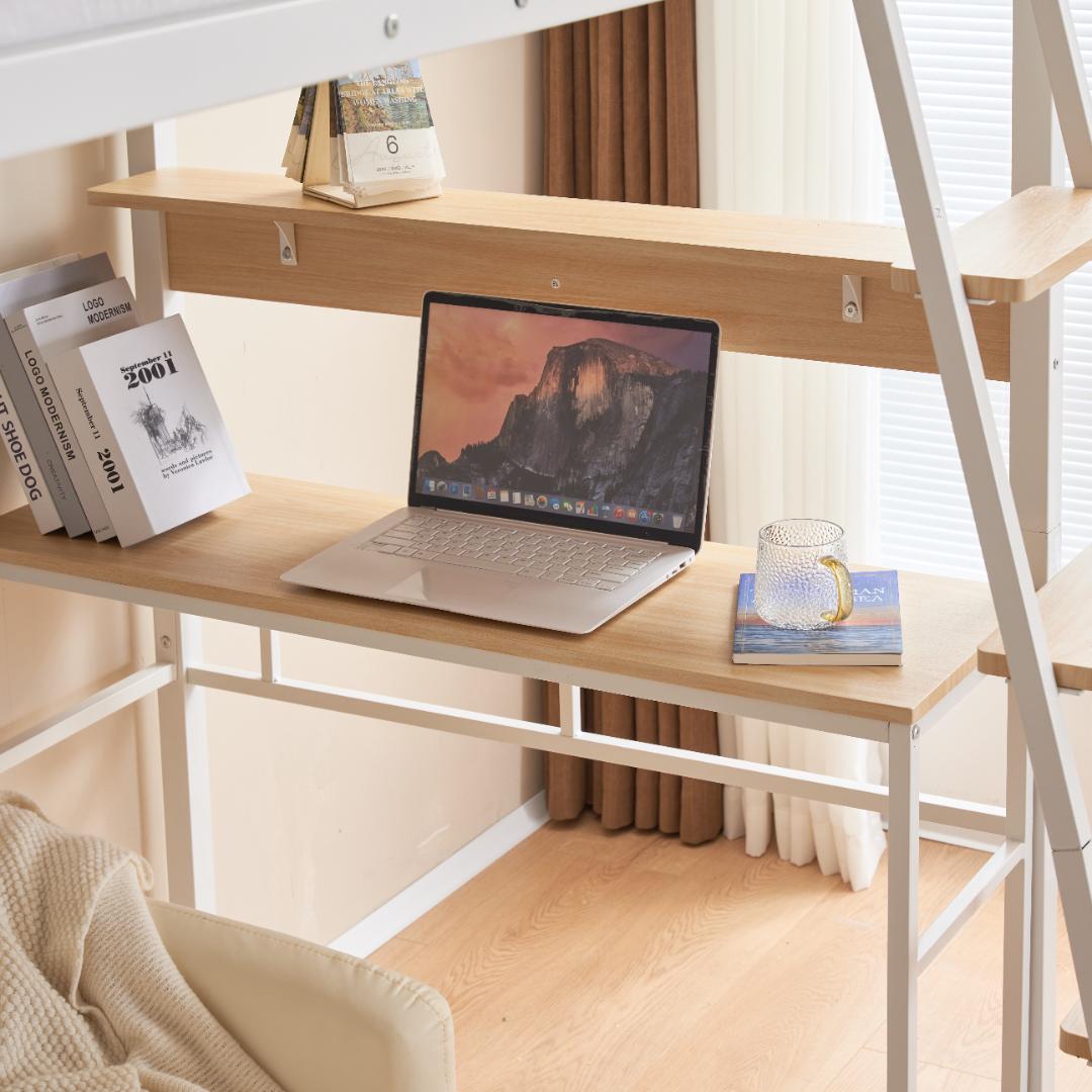 新生活応援！耐荷重150kgロフトベッド 一人暮らし 部屋　WHTIE