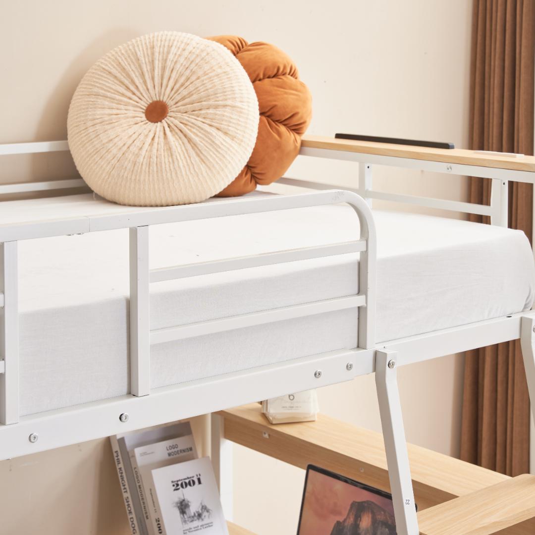 新生活応援！耐荷重150kgロフトベッド 一人暮らし 部屋　WHTIE
