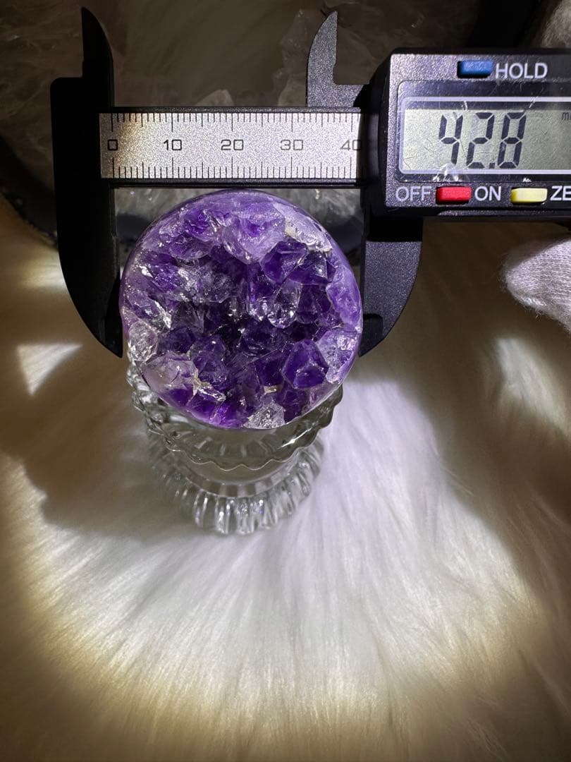 ウルグアイ産 アメジスト笑口 約42mm ゴールド台座付き✨極美濃紫 1084