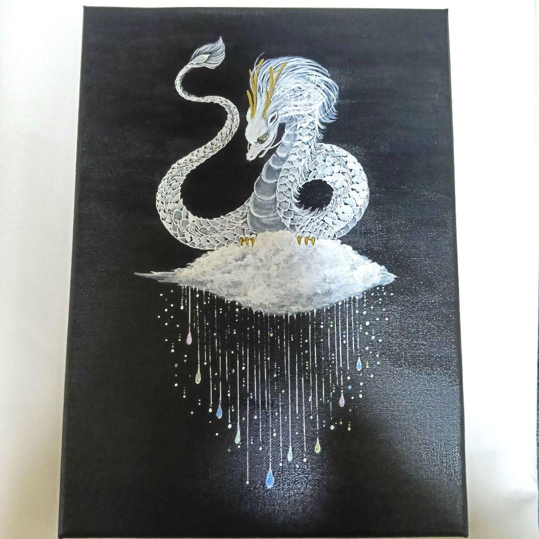 No.506 F4キャンバス アクリル絵画 開運絵画 龍神絵画 白龍