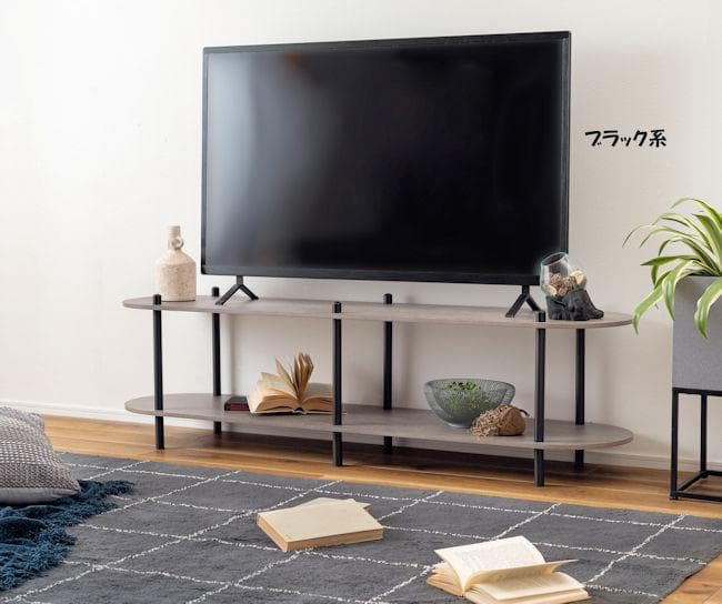 ２段オープンラック幅155 収納 大理石調 石目調テレビ台 ローボード（346）