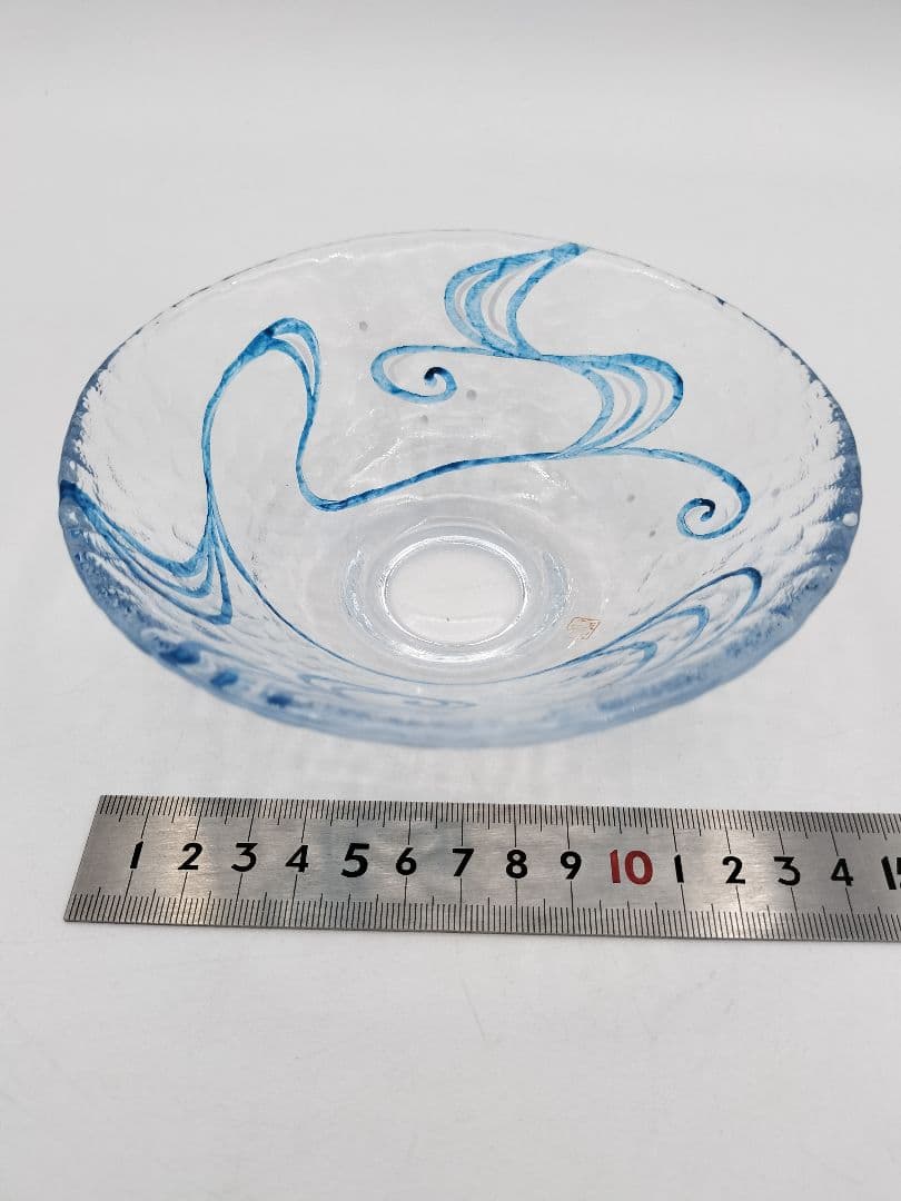 b238 【新品・未使用】ガラス平茶碗 水面（耐熱）小手鞠窯 紙箱 茶道具