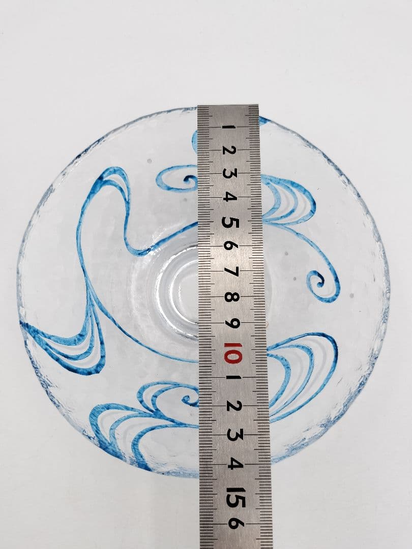b238 【新品・未使用】ガラス平茶碗 水面（耐熱）小手鞠窯 紙箱 茶道具