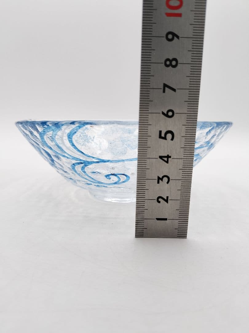 b238 【新品・未使用】ガラス平茶碗 水面（耐熱）小手鞠窯 紙箱 茶道具