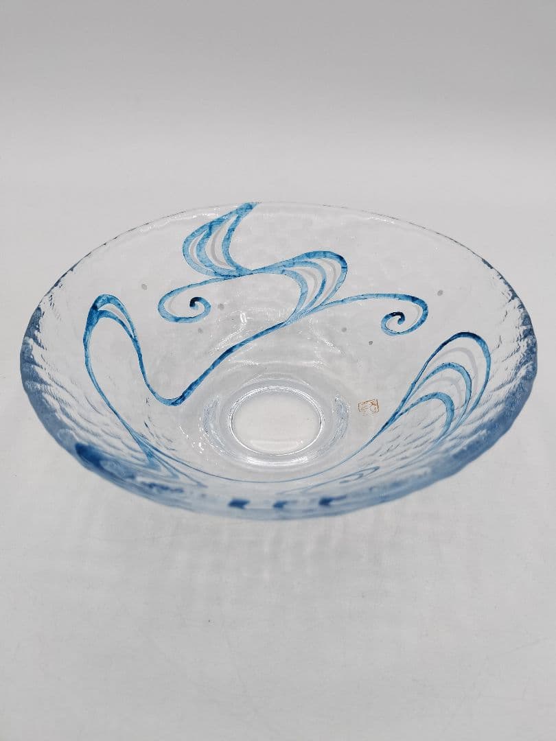 b238 【新品・未使用】ガラス平茶碗 水面（耐熱）小手鞠窯 紙箱 茶道具