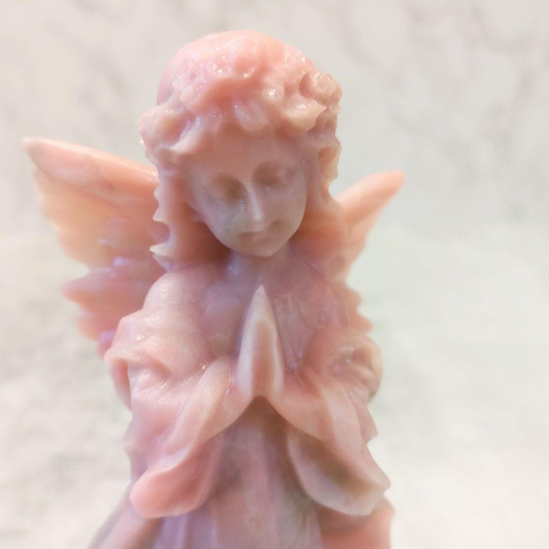 ピンクオパール　天使 （大） 美しい彫り　美人 　 エンジェル　高さ14.6cm