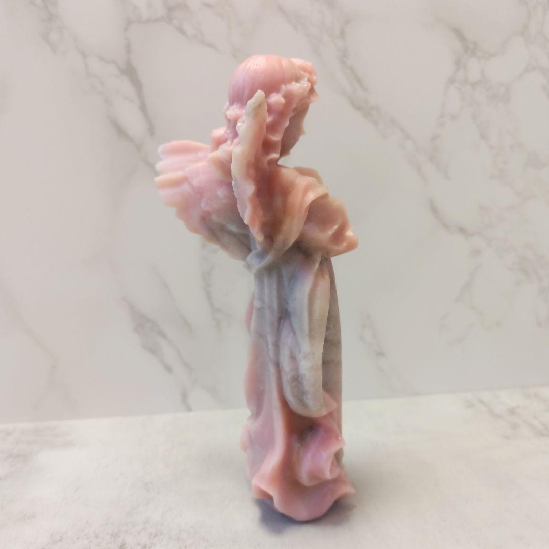 ピンクオパール　天使 （大） 美しい彫り　美人 　 エンジェル　高さ14.6cm