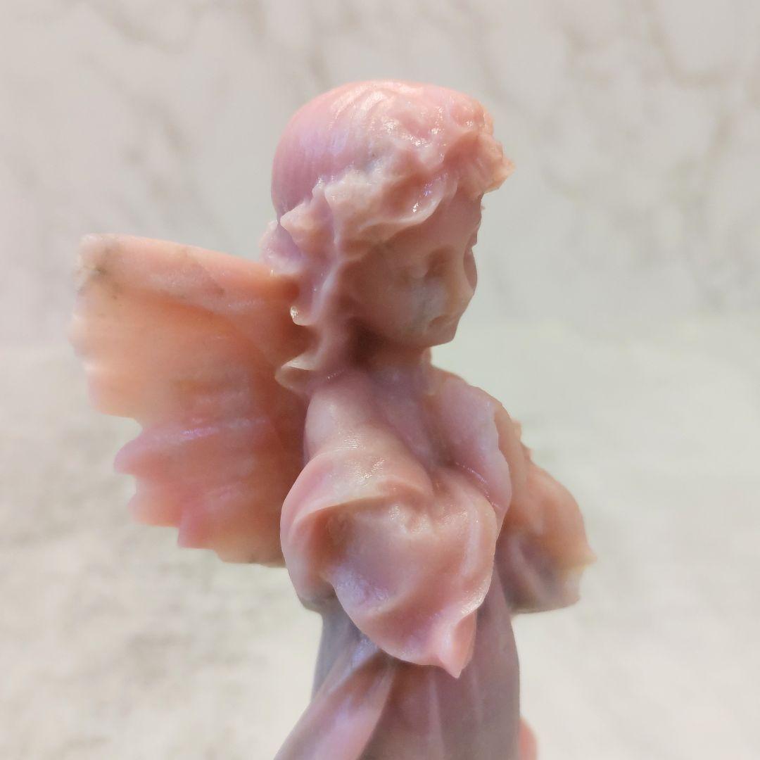 ピンクオパール　天使 （大） 美しい彫り　美人 　 エンジェル　高さ14.6cm