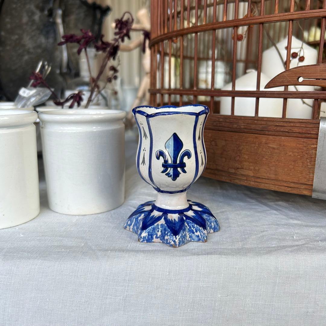 レア　フランスアンティーク　カンペール窯　コクティエ　エッグスタンド