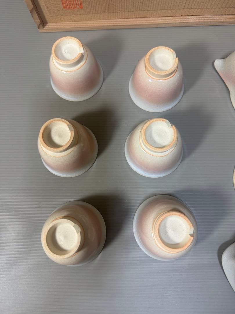 2292 萩焼　茶器セット　宝瓶1客　湯冷し1客　湯呑6客　未使用