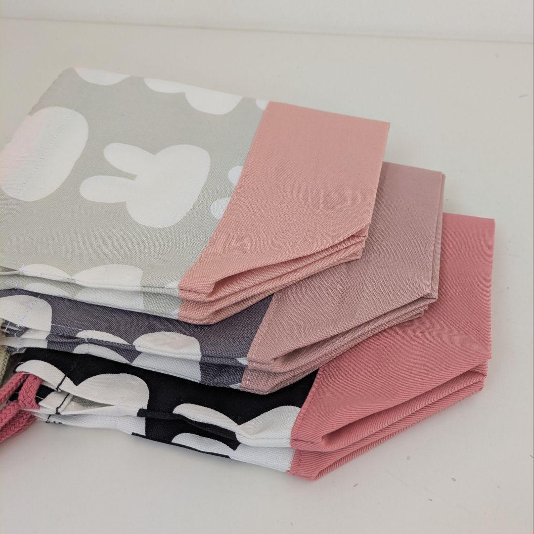 裏地キルティング大きめレッスンバッグ、体操着袋、大きめお弁当袋3点