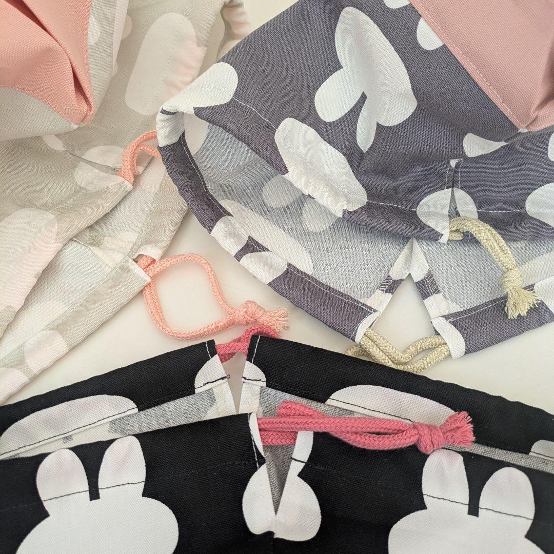 裏地キルティング大きめレッスンバッグ、体操着袋、大きめお弁当袋3点