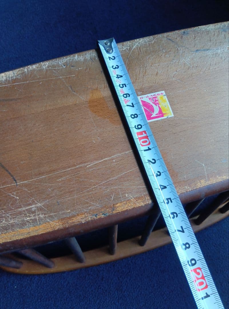 木製オーバル型マガジンラック　ヴィンテージ　キツツキマーク　飛騨産業