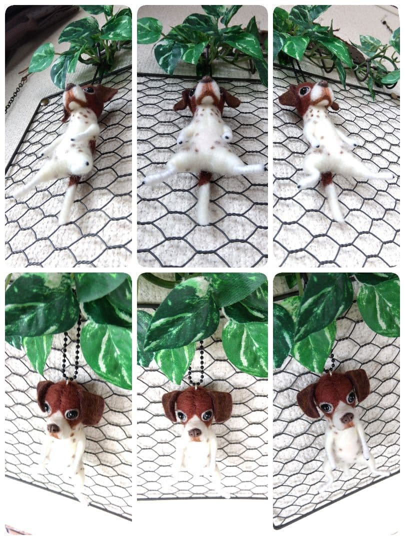 羊毛フェルト　ポインター　犬　チャーム