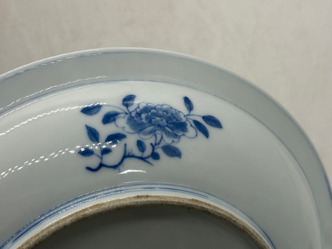 中国　清時代　染付　博古紋鉢　木箱入　送料込み260318