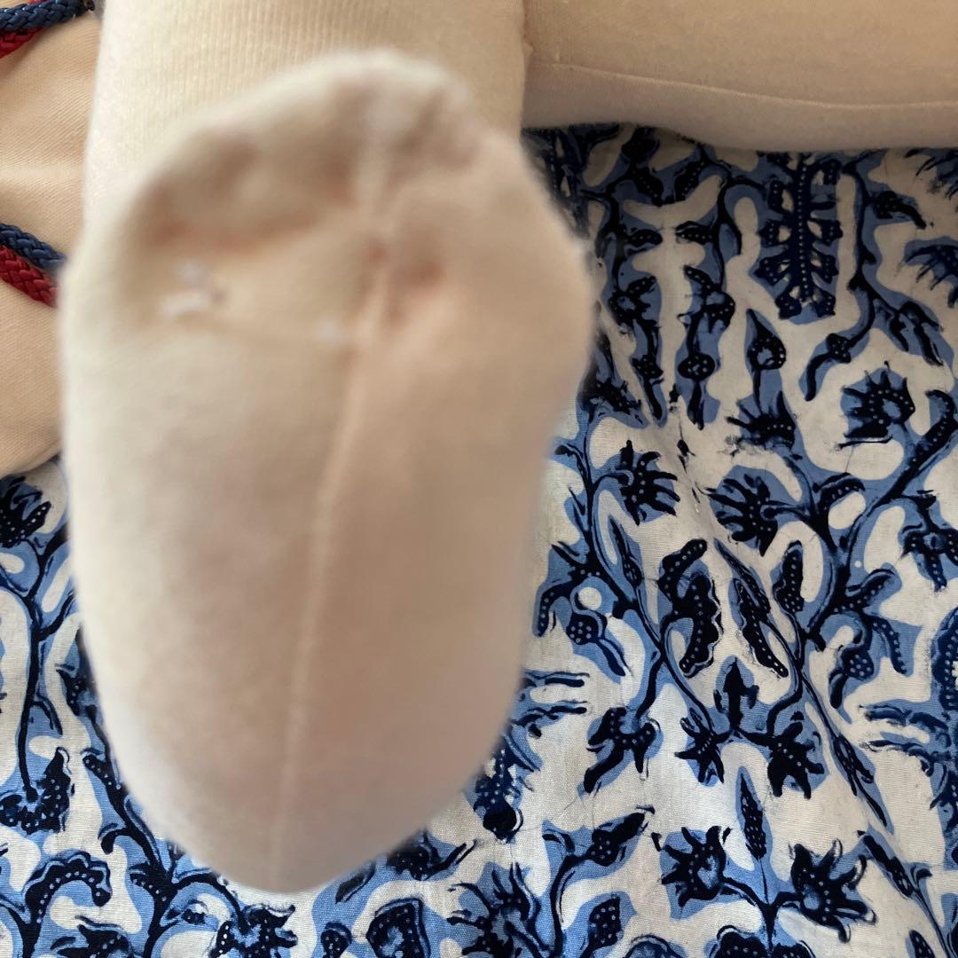 ハンドメイドの布製新生児人形 胎盤付き