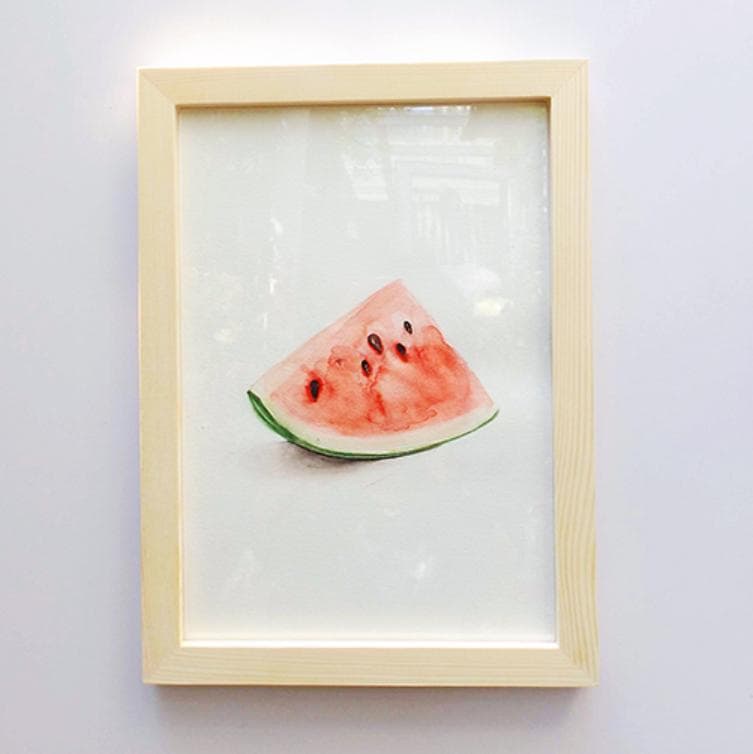 水彩画　美術品　西瓜 絵画アート リビング玄関にインテリア プレゼントに