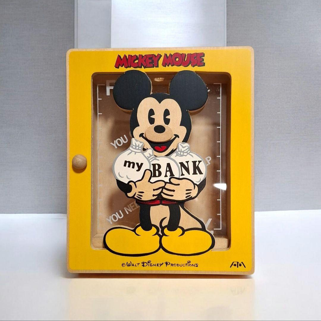 昭和レトロ　ミッキーマウス　貯金箱　木製　ヴィンテージ　希少　インテリア　箱付き