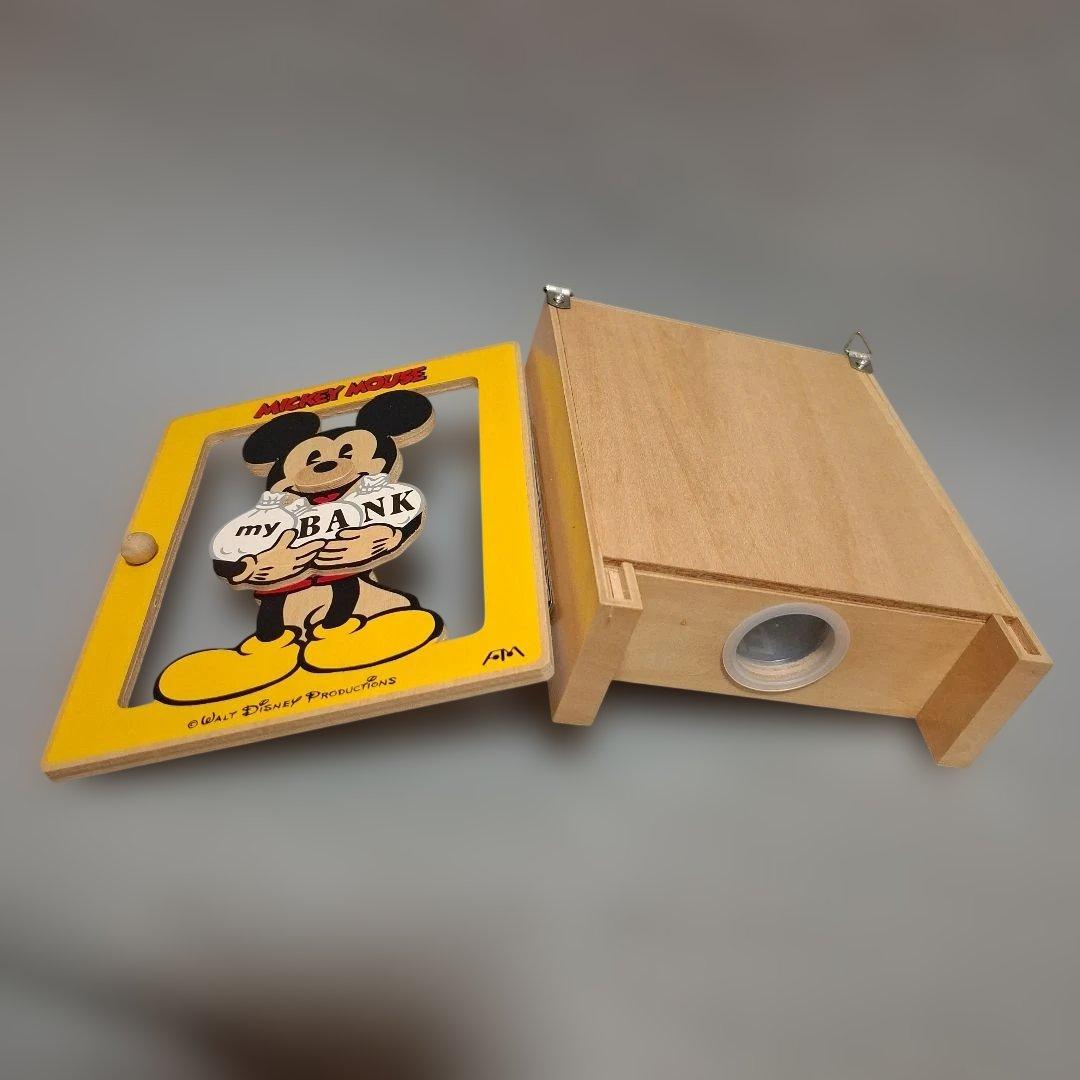 昭和レトロ　ミッキーマウス　貯金箱　木製　ヴィンテージ　希少　インテリア　箱付き
