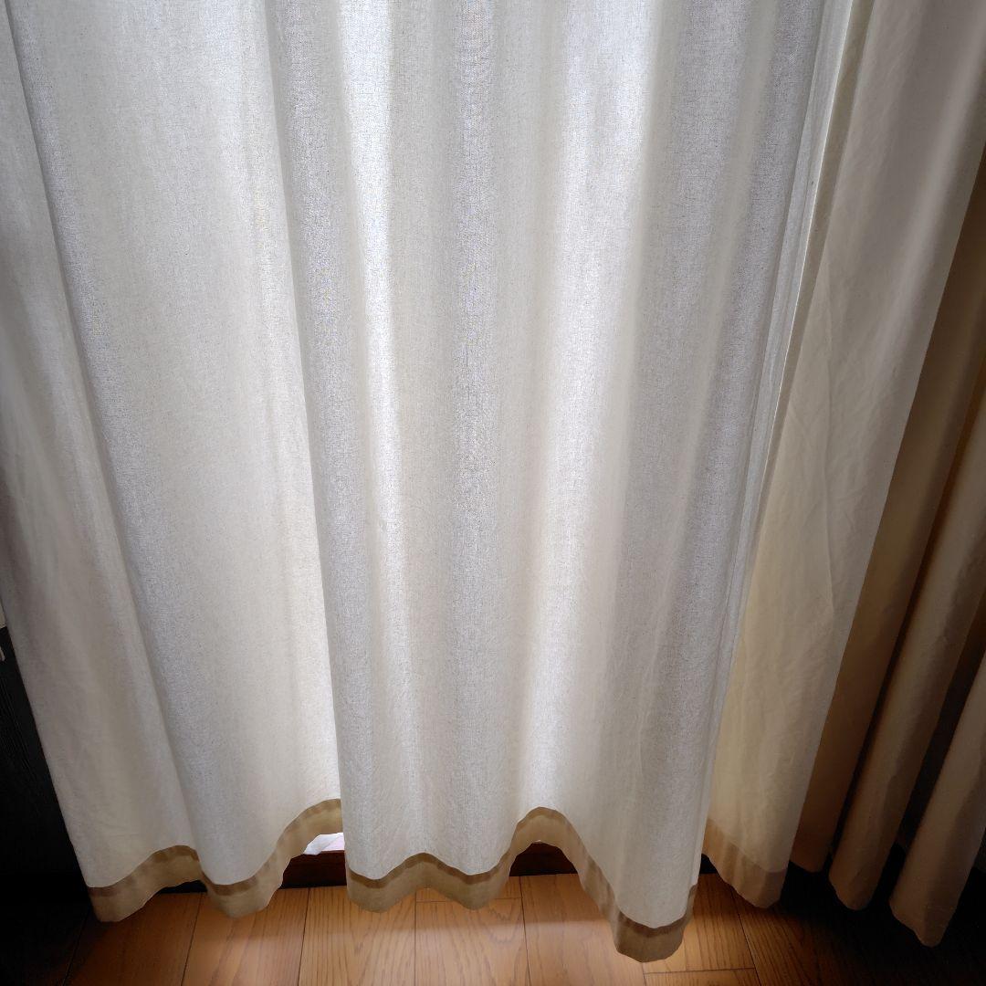 無印良品　綿洗いざらし平織プリーツカーテン　生成２枚