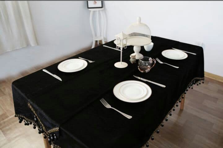 テーブルクロス ベロア風 ブラック 黒 ゴージャス タッセル付き7