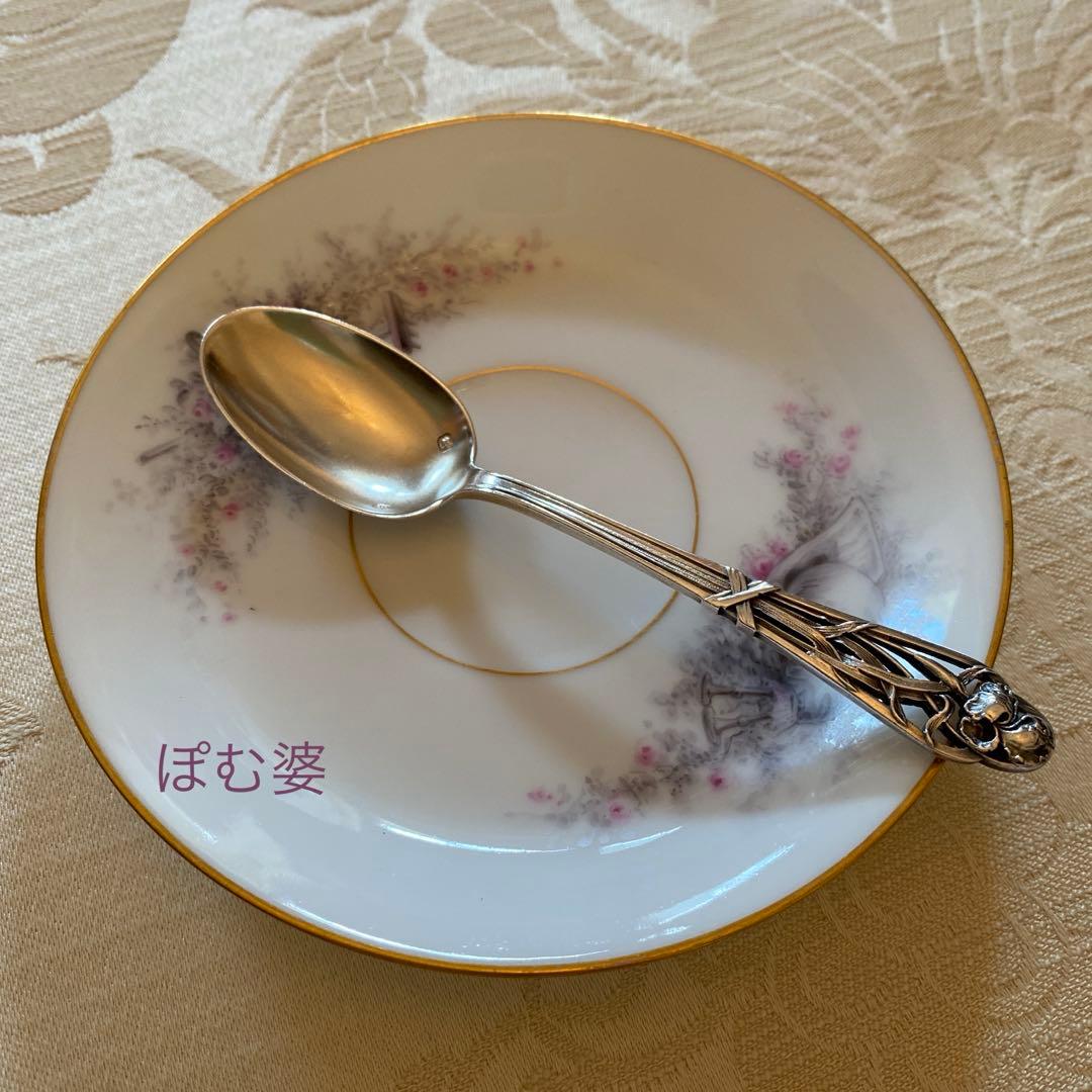 【フランス／純銀】①Henin／スプーン ②Lapeyre／ナイフ 各1本