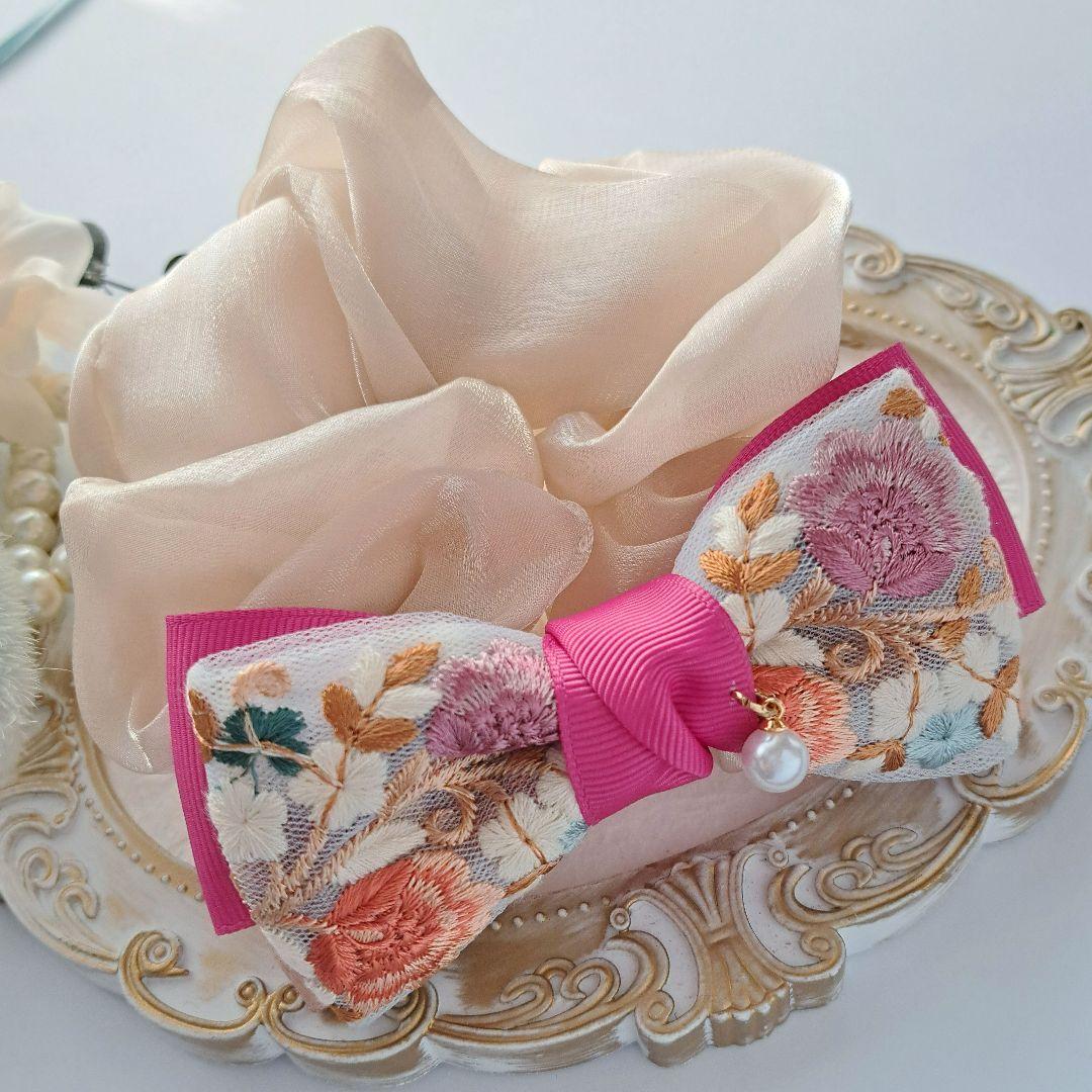 紅茶様⭐3405⭐❣️大人可愛い華やかアクセ❣️オリジナル✴インド刺繍